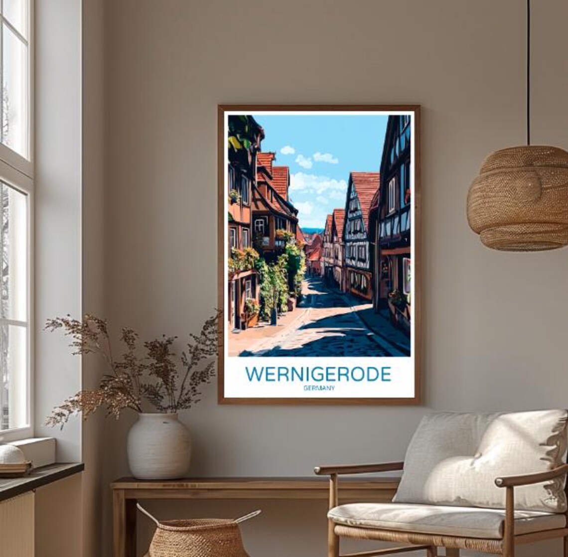 Wernigerode Germany Travel Poster Sunlit Half Timbered Street Scene - Image 3