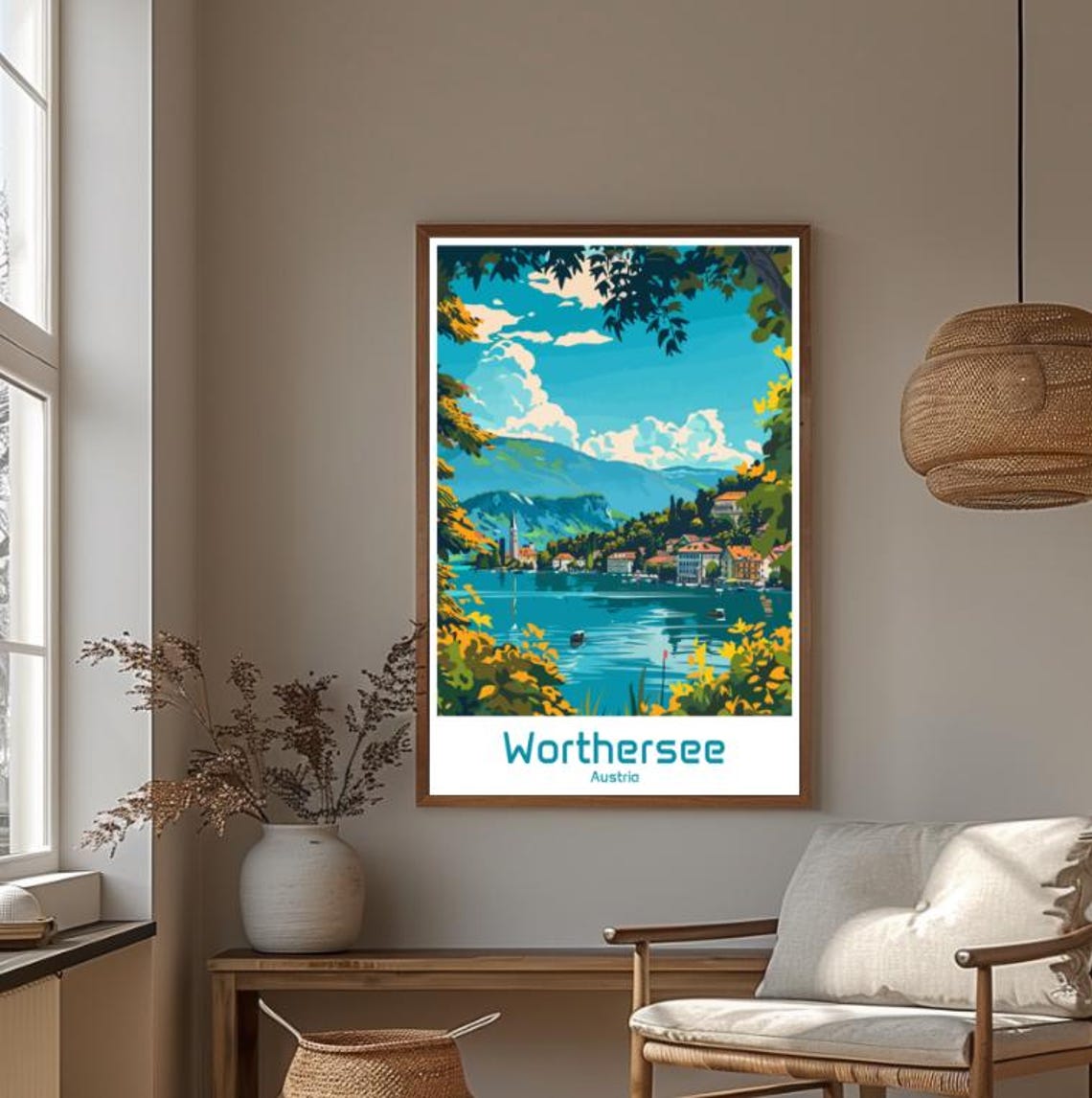Worthersee Austria Turquoise Lake and Shoreline Town Travel Poster - Image 4