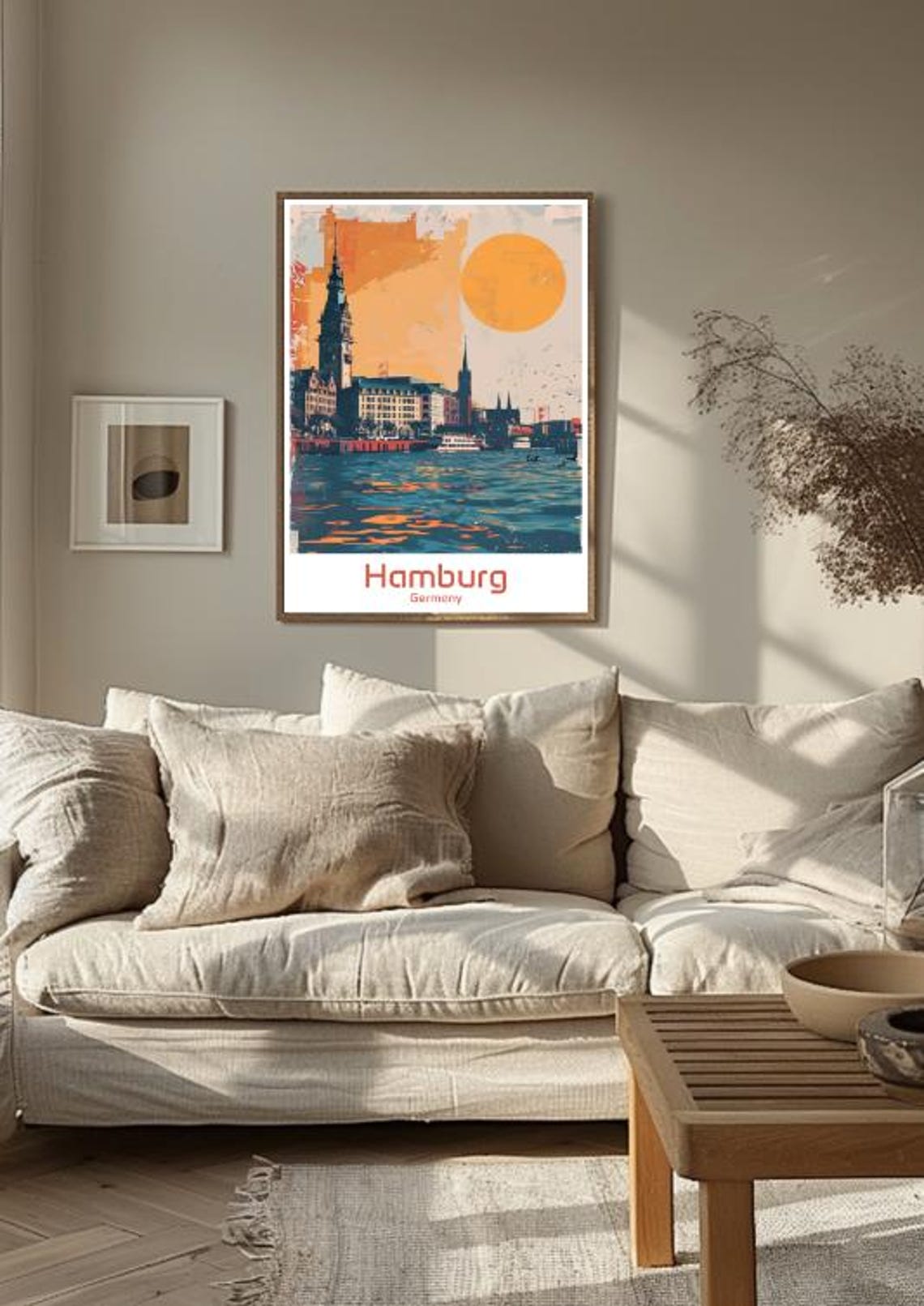 Hamburg Germany Harbor Sunset Ships Waterfront Skyline Poster - Image 3