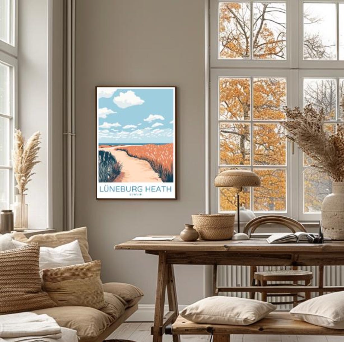 Luneburg Heath Germany Heathland Poster With Dune Path Coastal Sky - Image 4