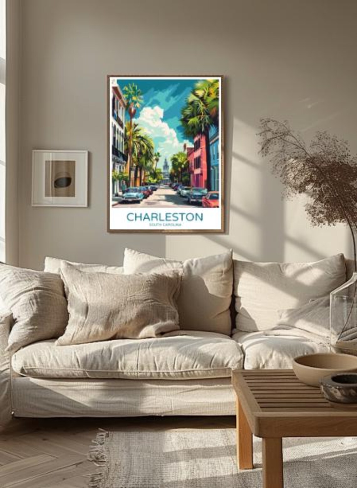 Charleston South Carolina Palm Street Classic Cars Travel Poster - Image 2