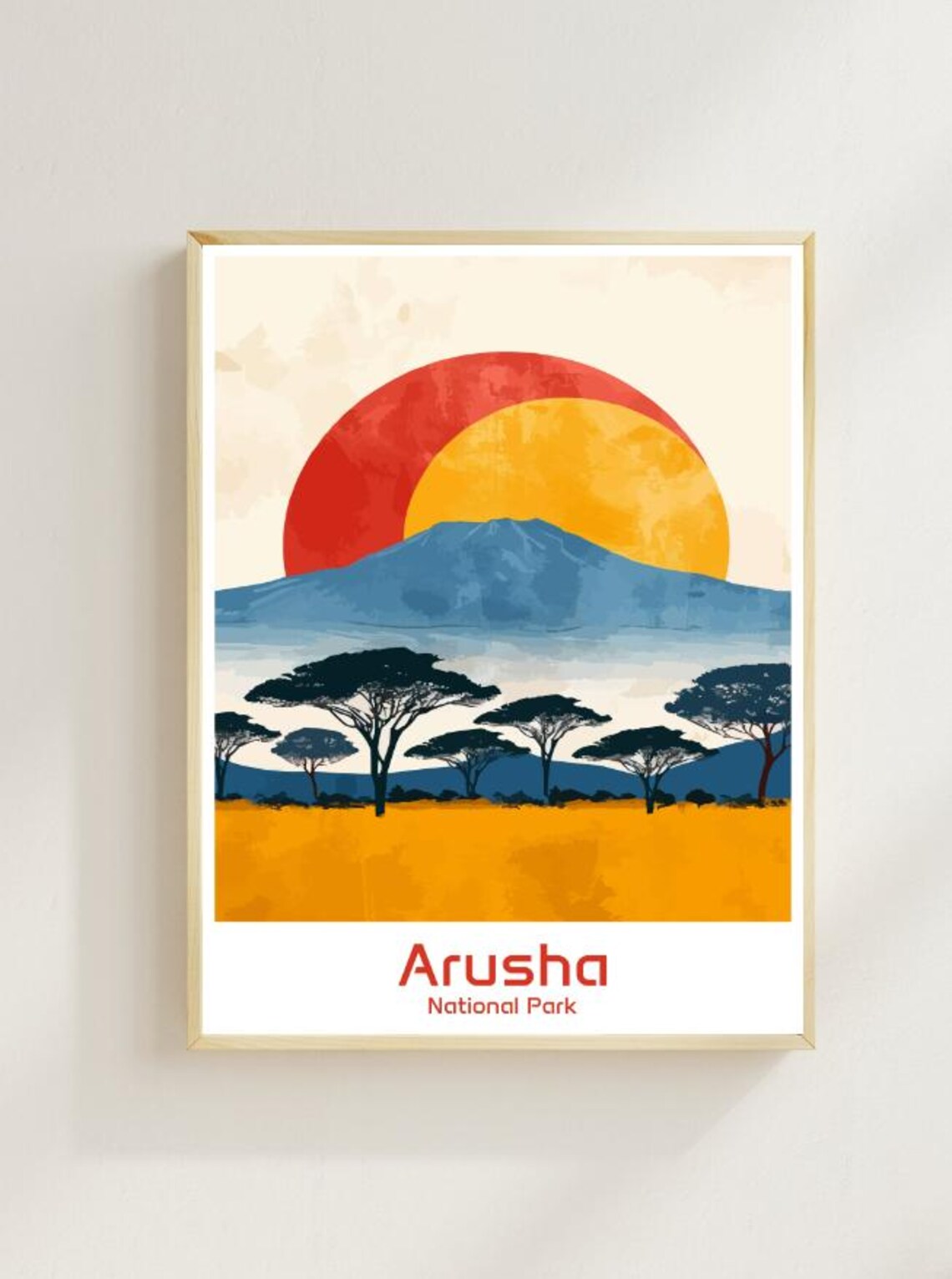 Arusha National Park Tanzania Savanna Sunset Safari Travel Poster