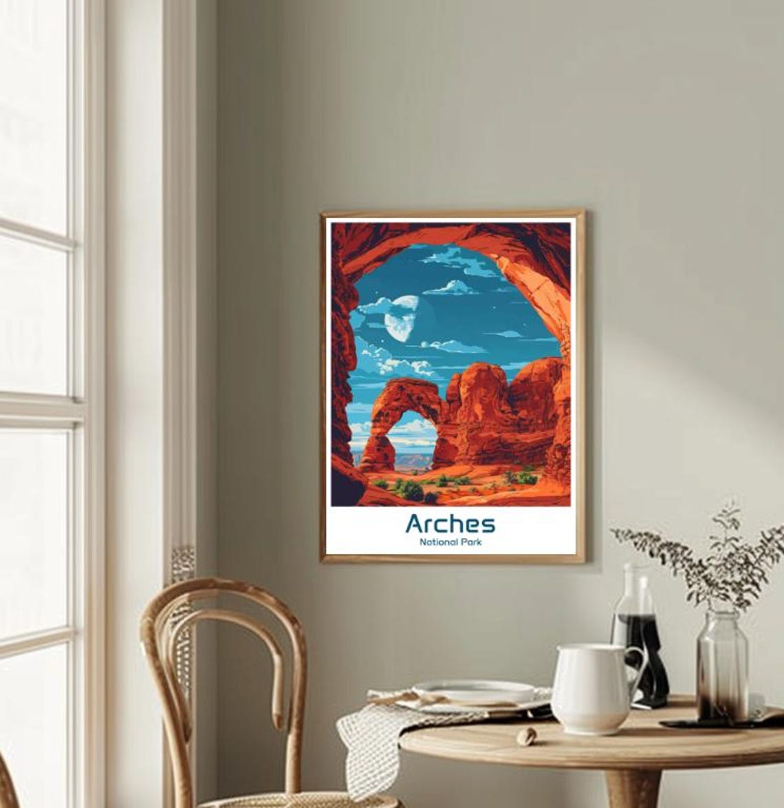 Arches National Park Delicate Arch Moonlit Night Desert Travel Poster - Image 2