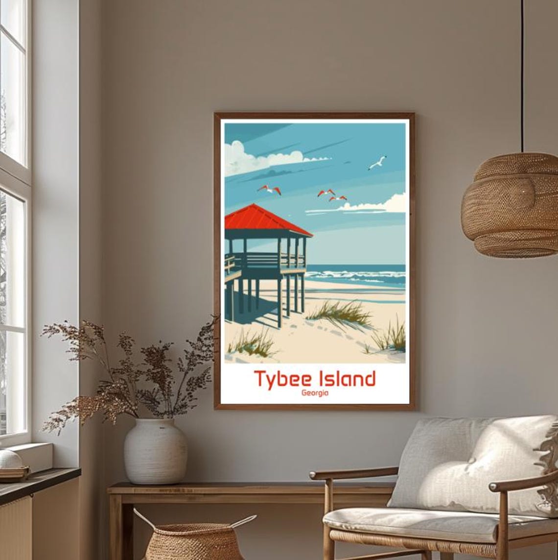 Tybee Island Georgia Beach Pavilion Dunes Vintage Style Poster - Image 4