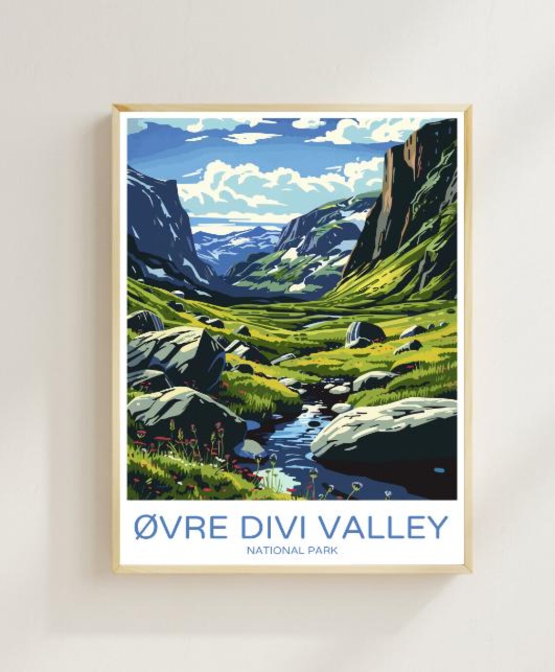 Ovre Divi Valley Norway Green Valley Poster With Stream Rocks Hills