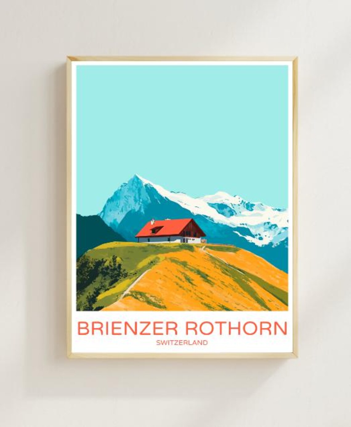Brienzer Rothorn Switzerland Alpine Chalet Mountain Travel Poster