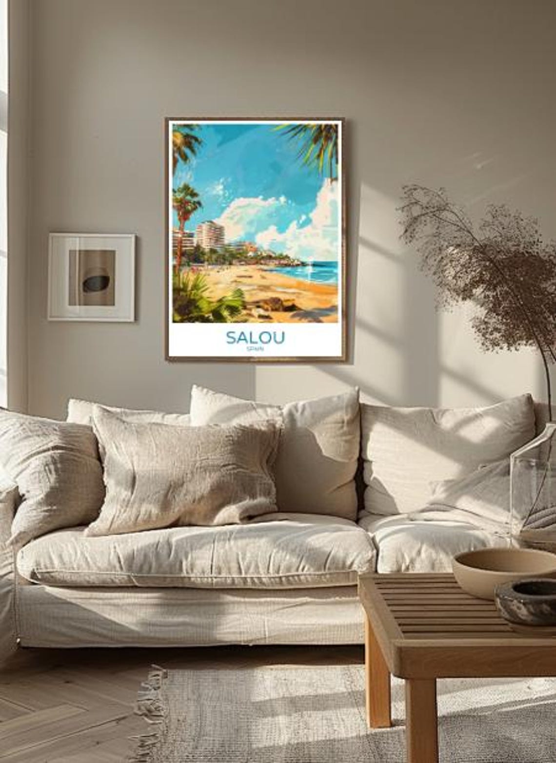Salou Spain Beachfront Poster With Palm Trees Golden Sand Sea View - Image 2