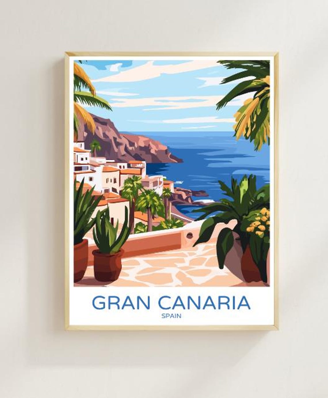 Gran Canaria Spain Terrace Overlooking Volcanic Coast Poster