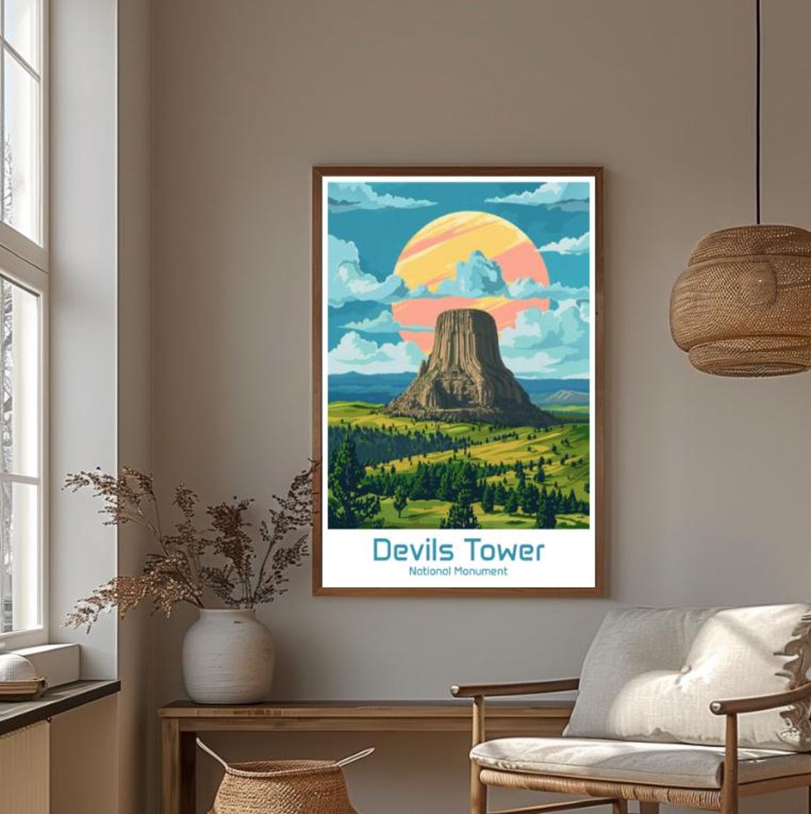 Devils Tower National Monument Sunset Wyoming Landscape Poster - Image 4