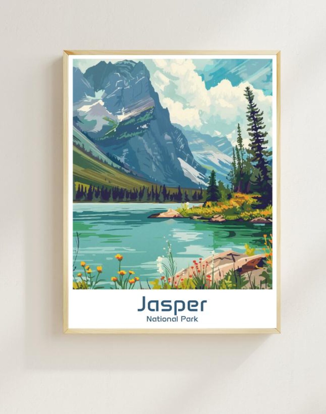 Jasper National Park Canada Alpine Lake Mountain Travel Poster