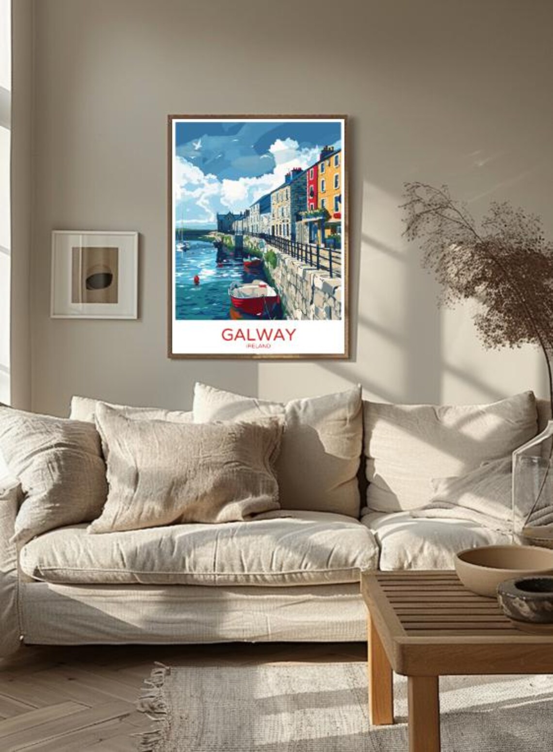 Galway Harbor Boats Colorful Illustrated Quay Ireland Travel Poster - Image 2