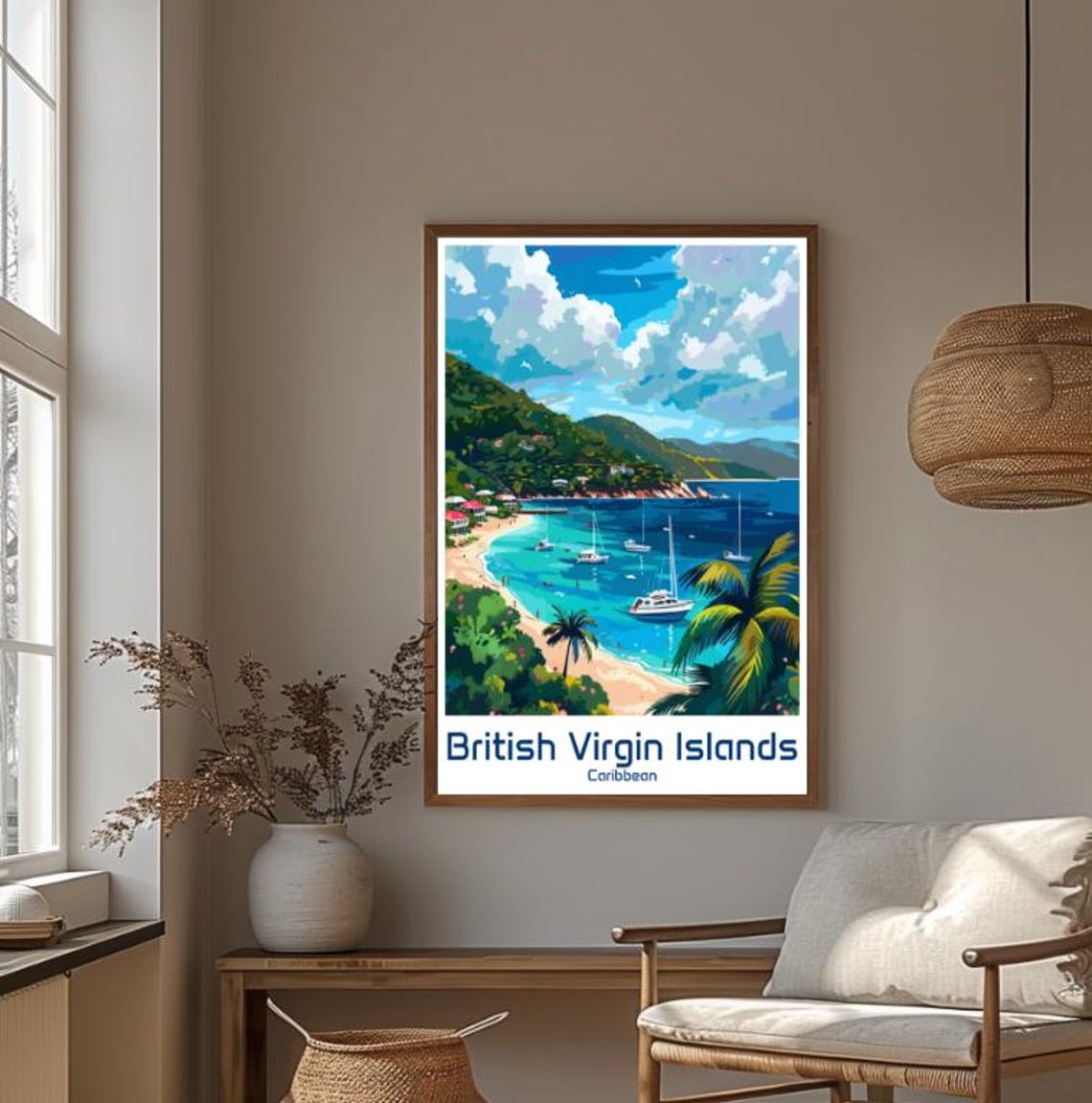Paradise British Virgin Islands Caribbean Sailing Bay Poster - Image 4