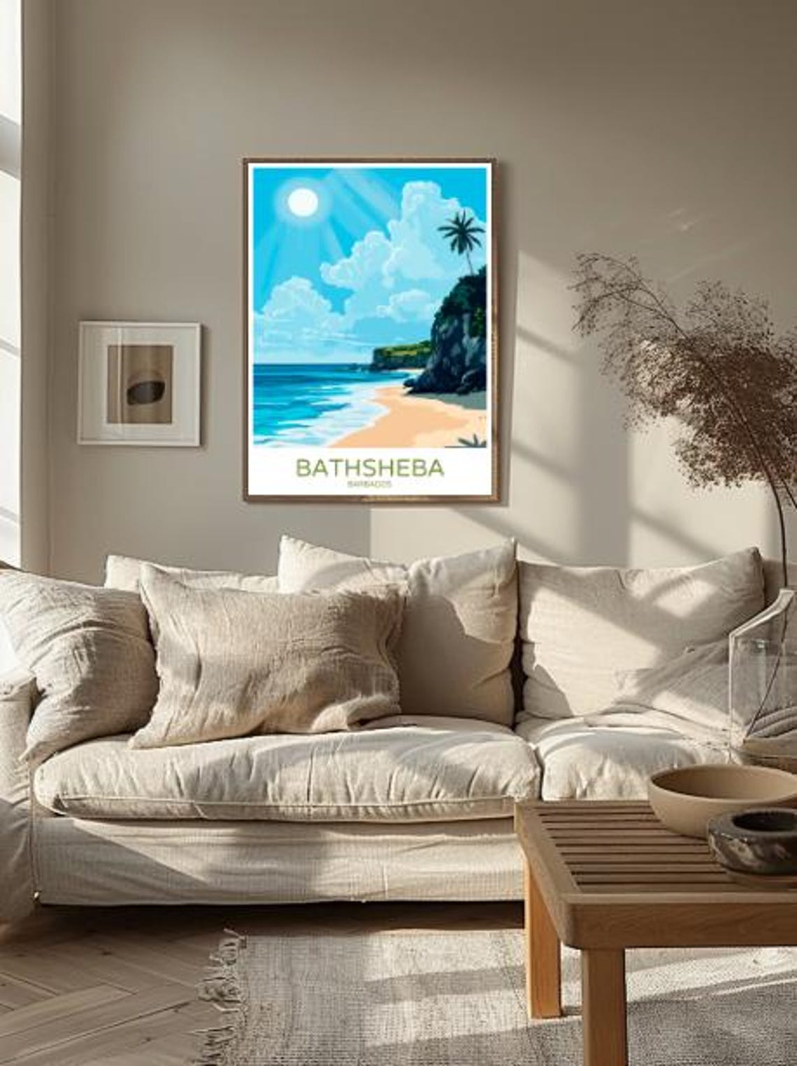 Bathsheba Barbados Sunny Cliff Beach Palm Caribbean Art Poster - Image 2