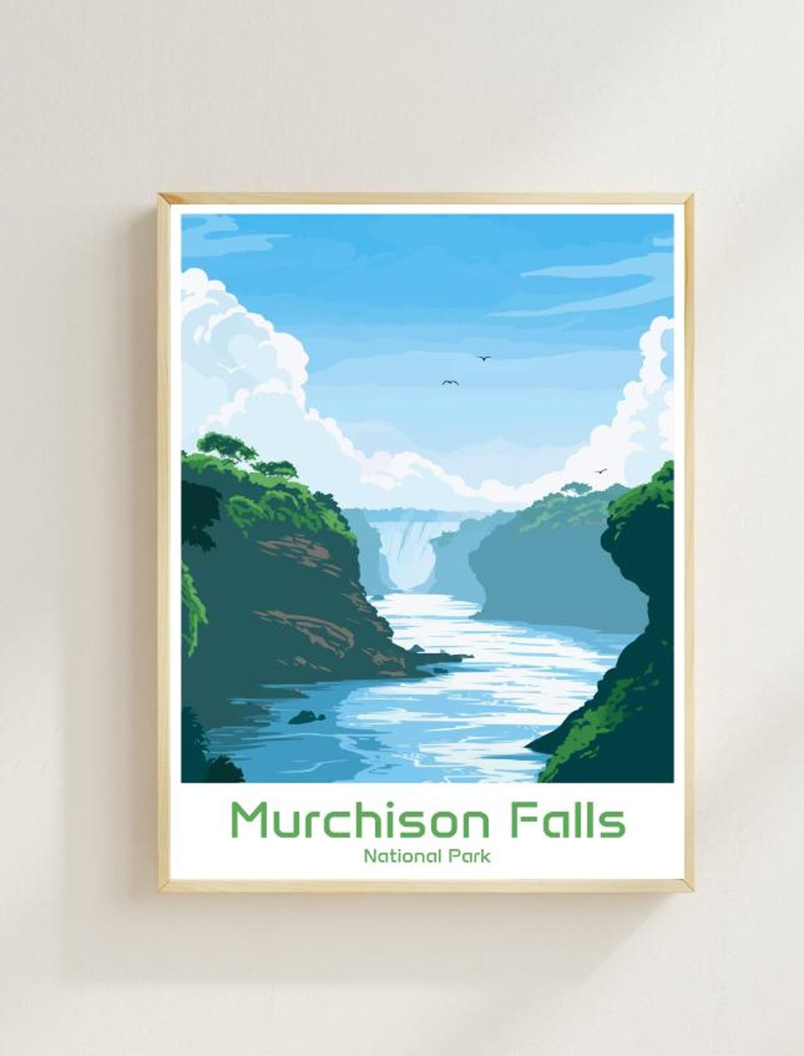 Murchison Falls Uganda Waterfall Gorge Vintage Travel Poster