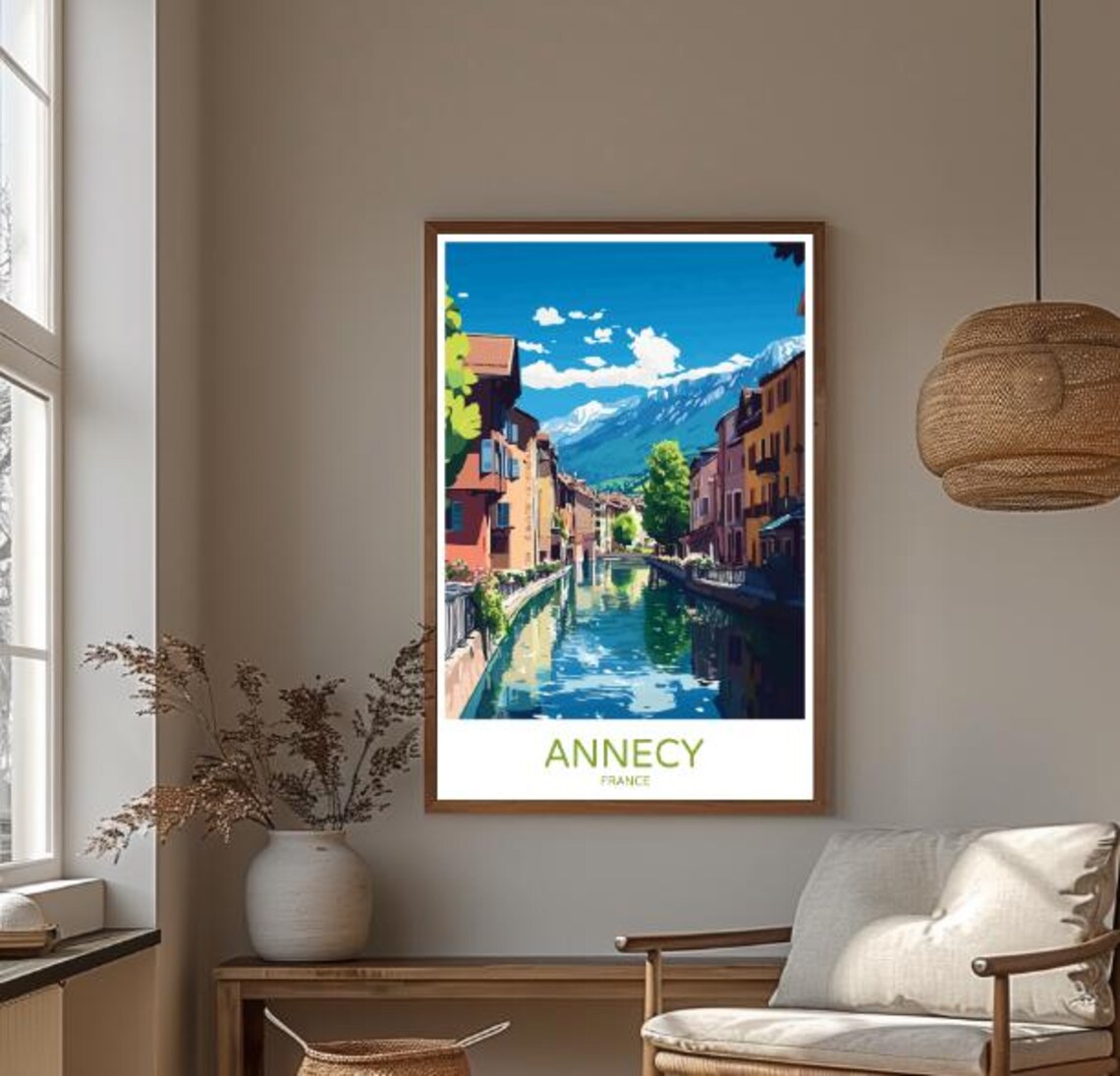 Annecy France Canal Town Poster With Alpine Peaks Old Town Reflections - Image 3