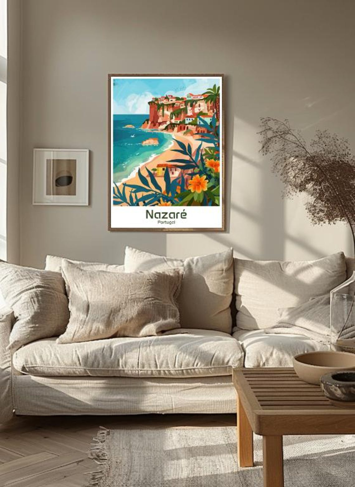Nazare Portugal Coastal Cliffs Beach Town Surf Travel Poster - Image 3