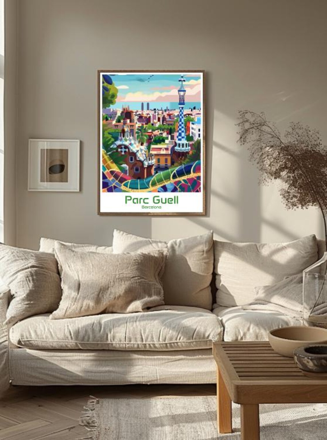 Park Guell Barcelona Gaudi Mosaic Terrace City View Travel Poster - Image 3