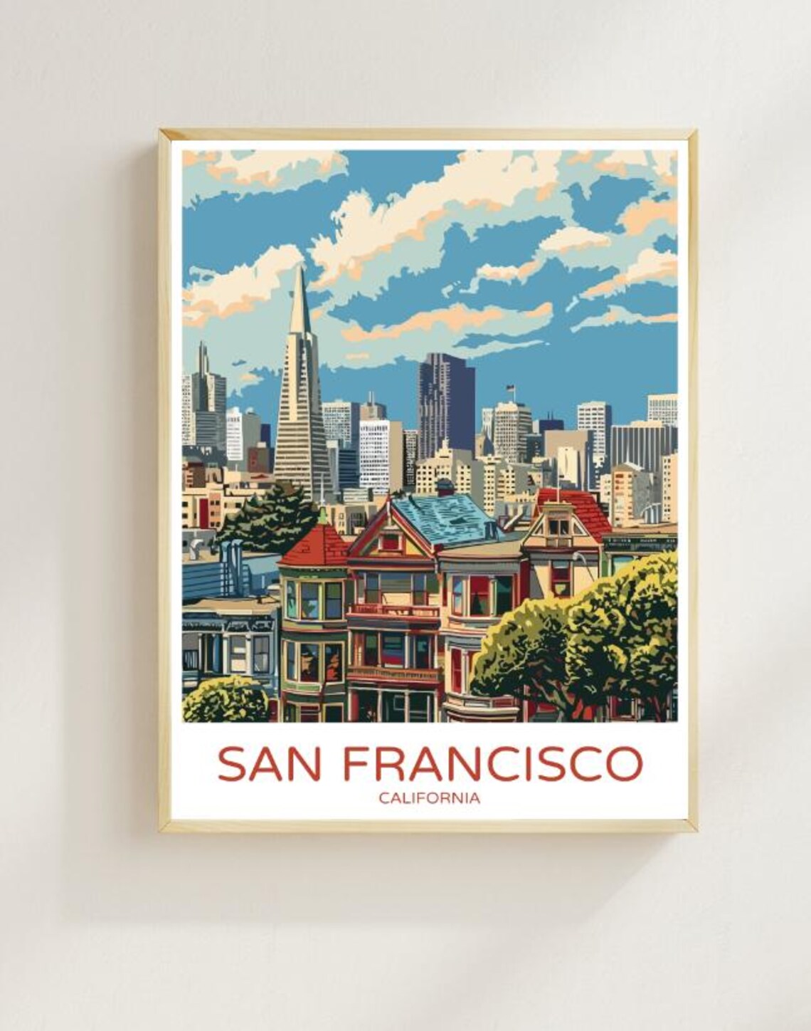 San Francisco Transamerica Pyramid Skyline Colorful Travel Poster