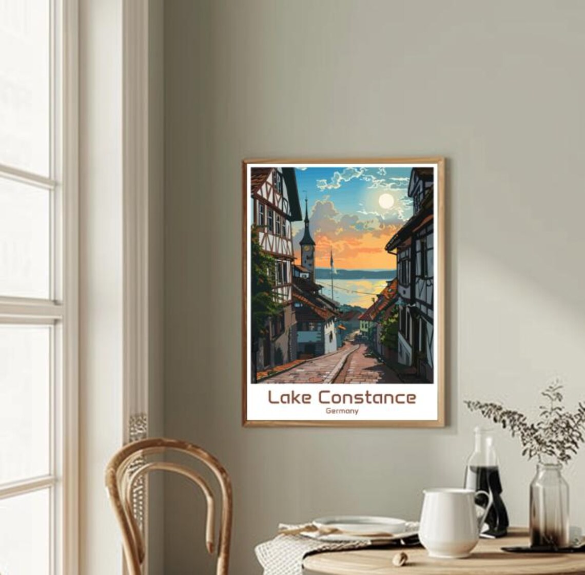 Lake Constance Germany Old Town Street Sunset Lakeside Poster - Image 2