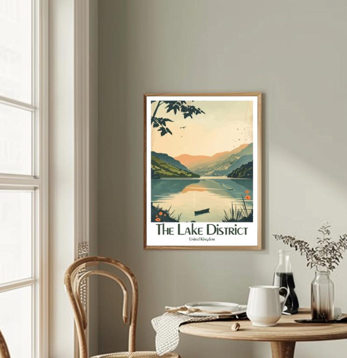 The Lake District United Kingdom Travel Poster Vintage Landscape Wall Art Scenic Mountain And Lake Print Nature Decor Uk Travel Gift - Image 2