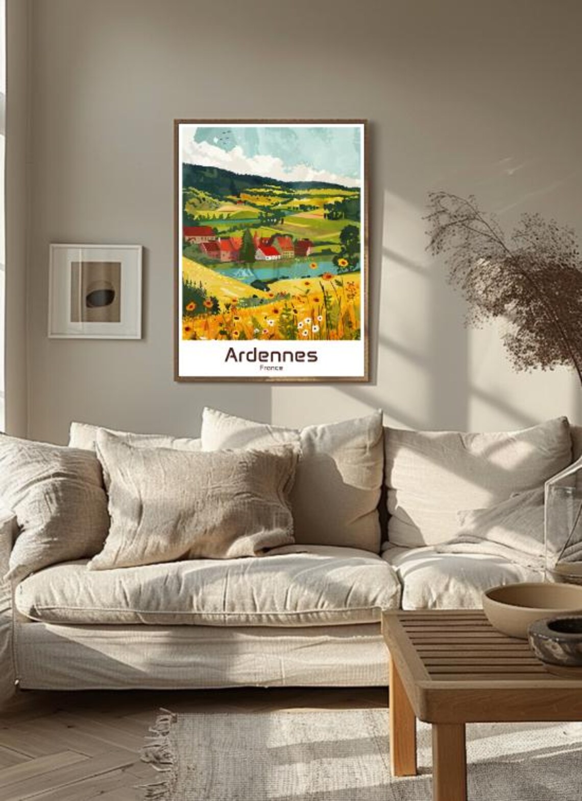 Ardennes France Village River Wildflowers Countryside Travel Poster - Image 3