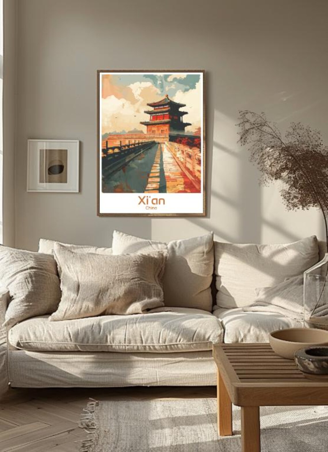 Xi'an China Ancient City Wall Historic Watchtower Moat Travel Poster - Image 3