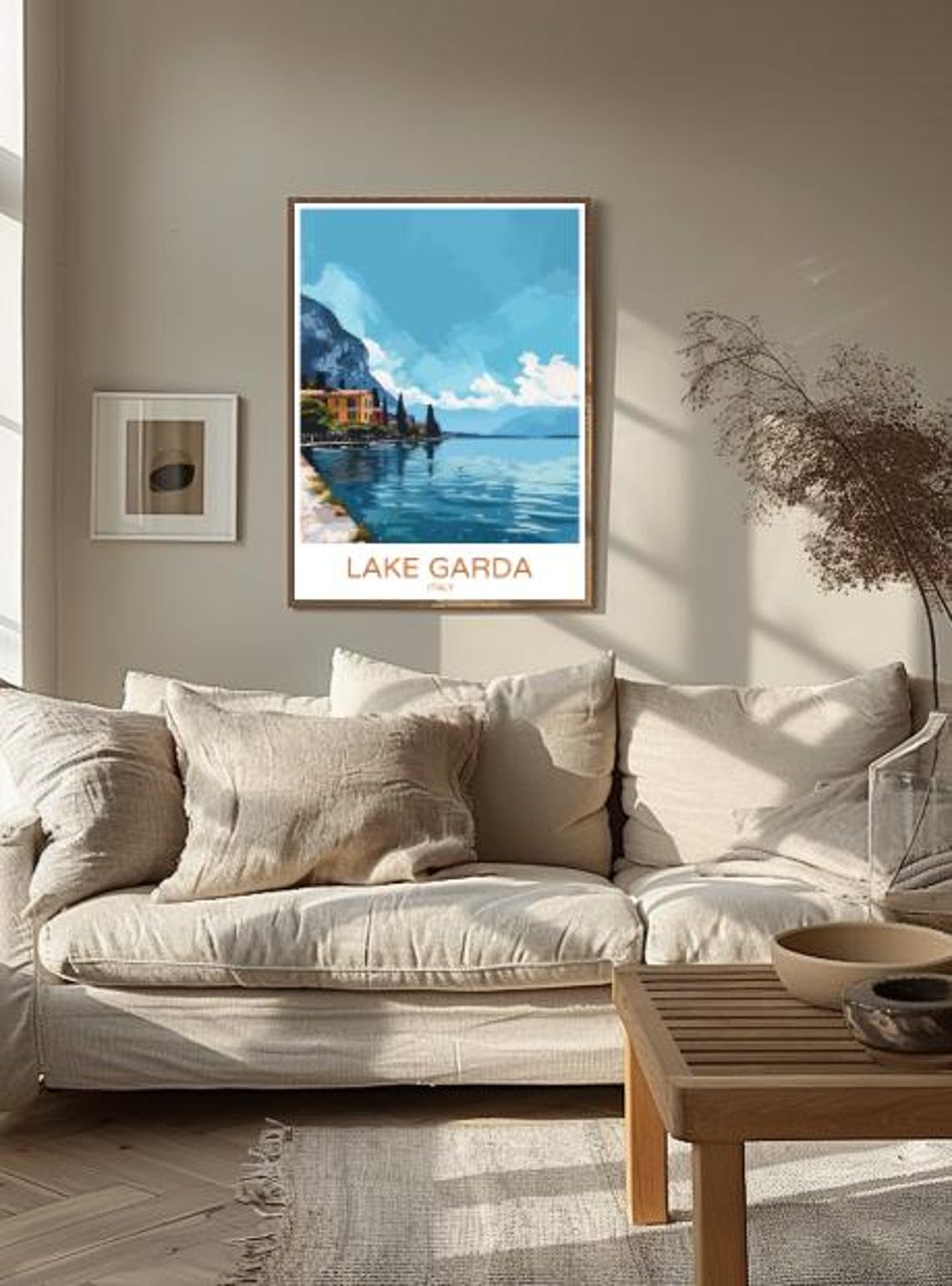 Lake Garda Italy Travel Poster Scenic Lake View Wall Art Of Sirmione Surrounding Mountains Italy Print Italian Lakes Decor Travel Art - Image 2
