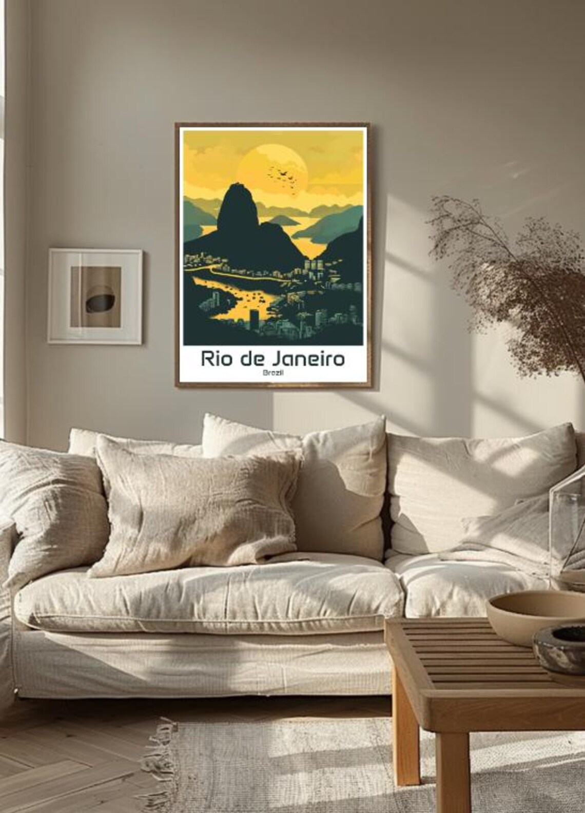 Rio de Janeiro Brazil Sunset Mountain Skyline Golden City Travel Poster - Image 3