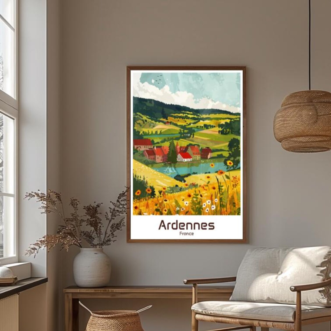 Ardennes France Village River Wildflowers Countryside Travel Poster - Image 4
