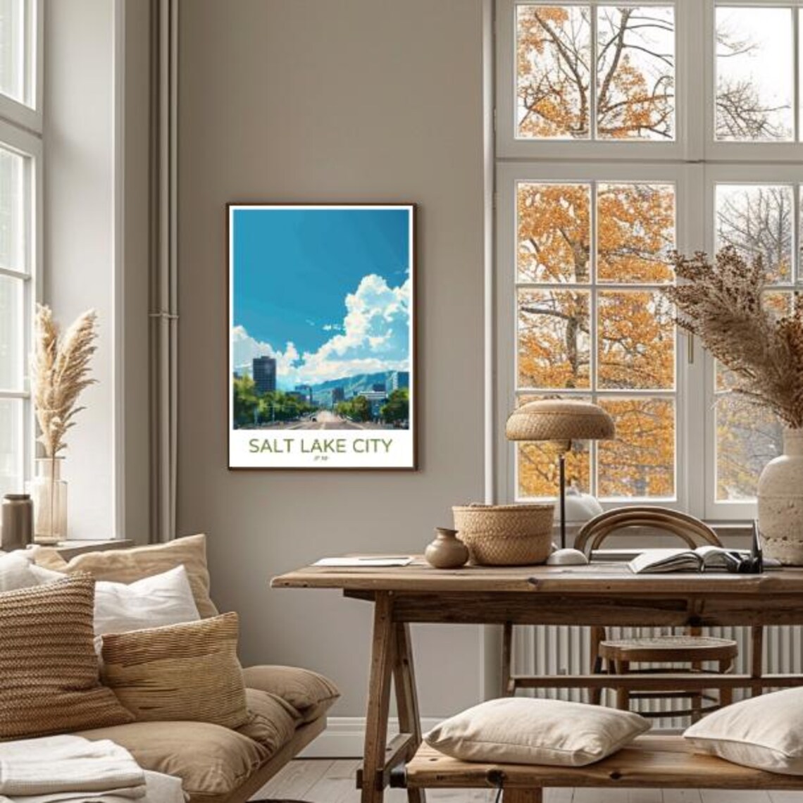 Salt Lake City Utah Downtown Mountain Backdrop Travel Poster - Image 4