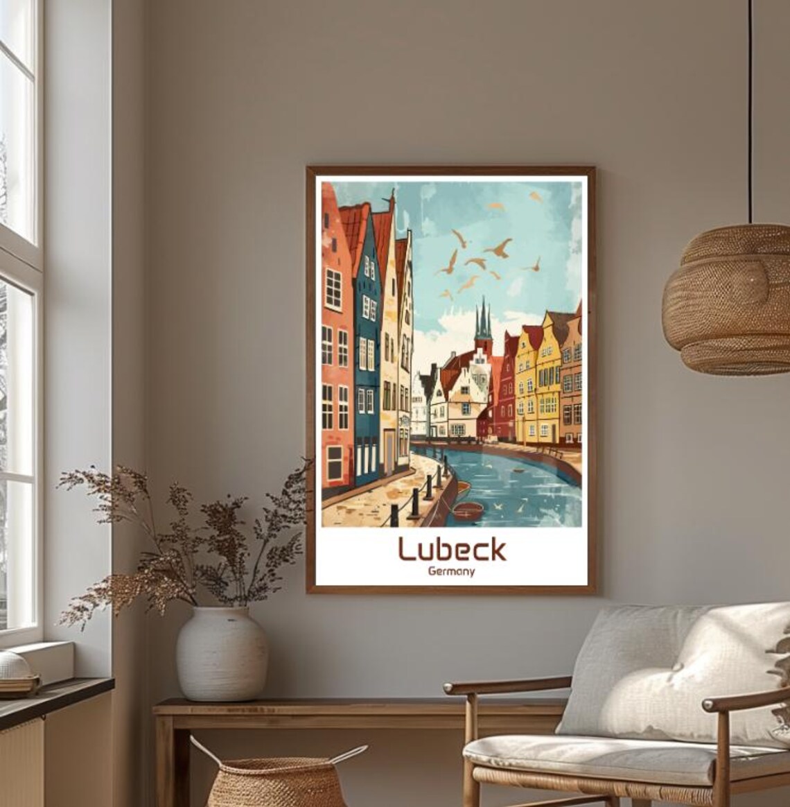 Lubeck Germany Canal Gabled House Hanseatic Town Scene Poster - Image 4