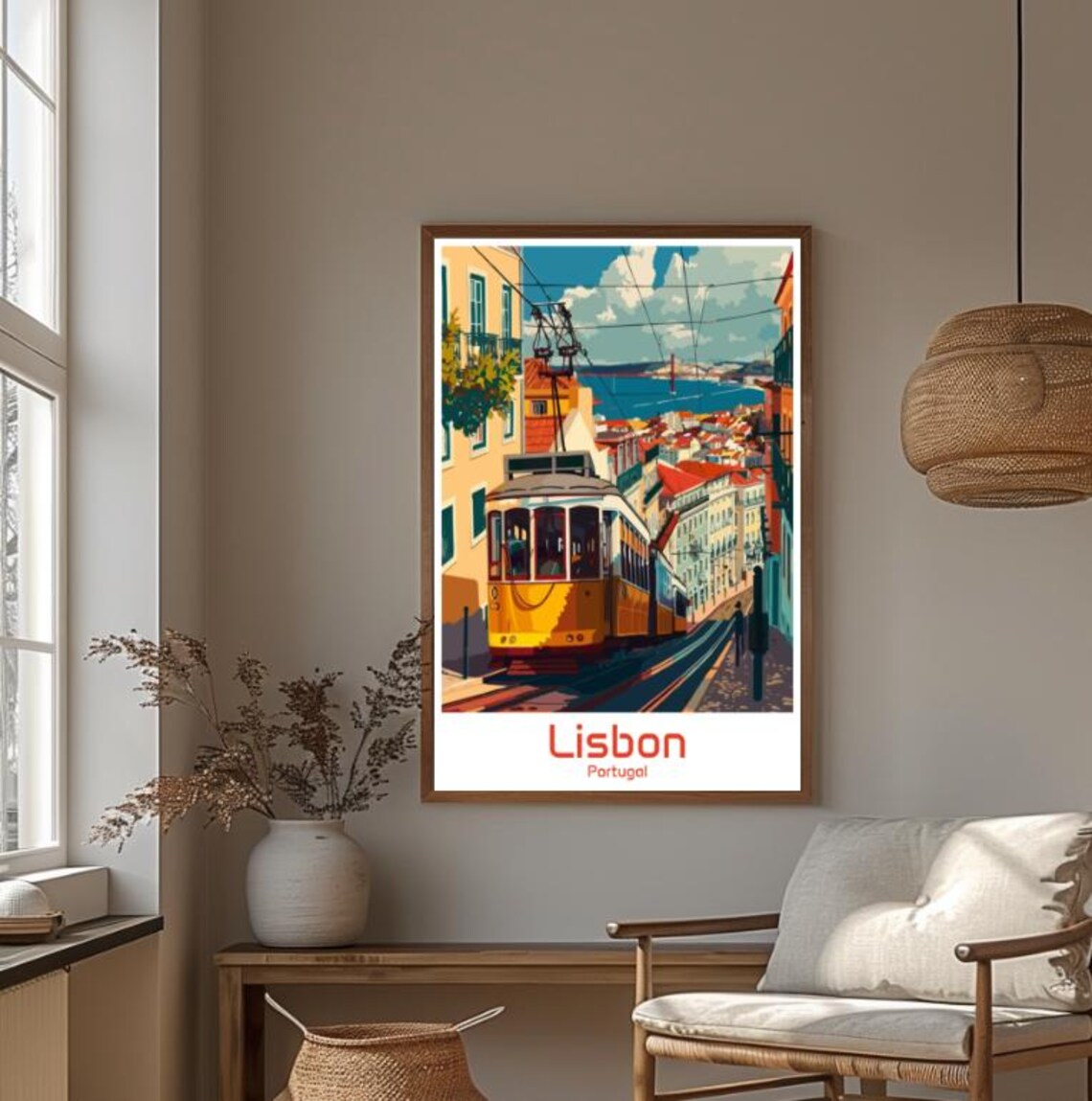 Lisbon Portugal Yellow Tram Alfama Street Vintage Travel Poster - Image 4