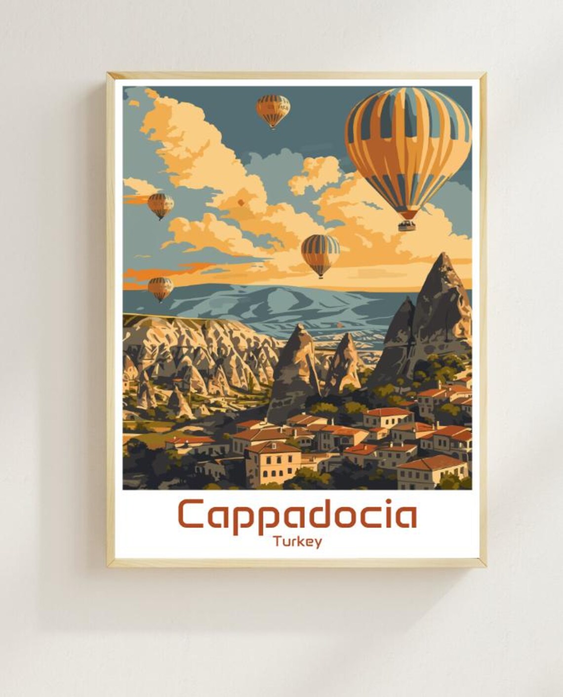 Cappadocia Turkey Hot Air Balloons Over Fairy Chimney Valley Poster