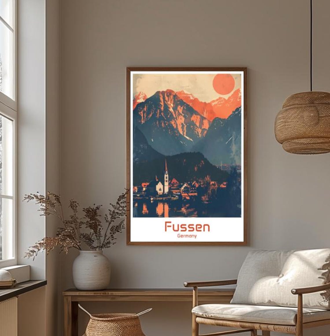 Fussen Germany Alpine Lake Sunset Bavarian Town Panorama Poster - Image 4