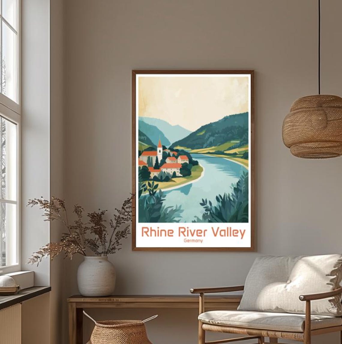 Rhine River Valley Germany Riverside Village Wine Country Poster - Image 4