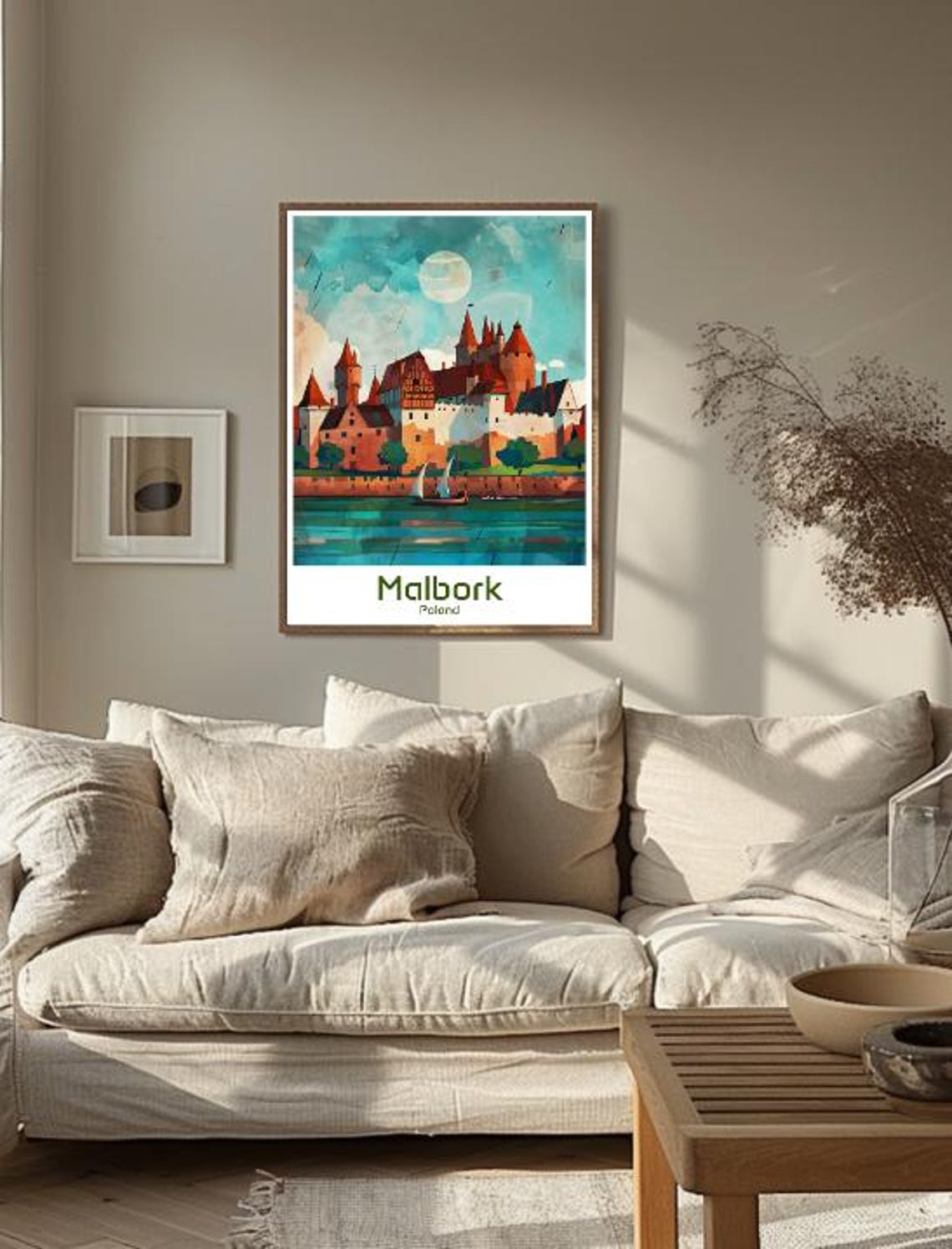 Malbork Poland Moonlit Castle Poster With Red Brick Fortress View - Image 3