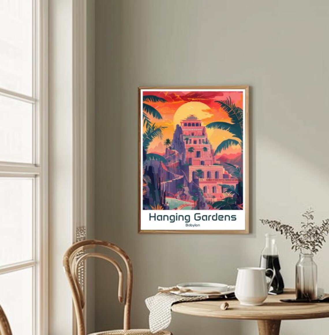 Hanging Gardens Of Babylon Sunset Ancient Wonder Vintage Poster - Image 2