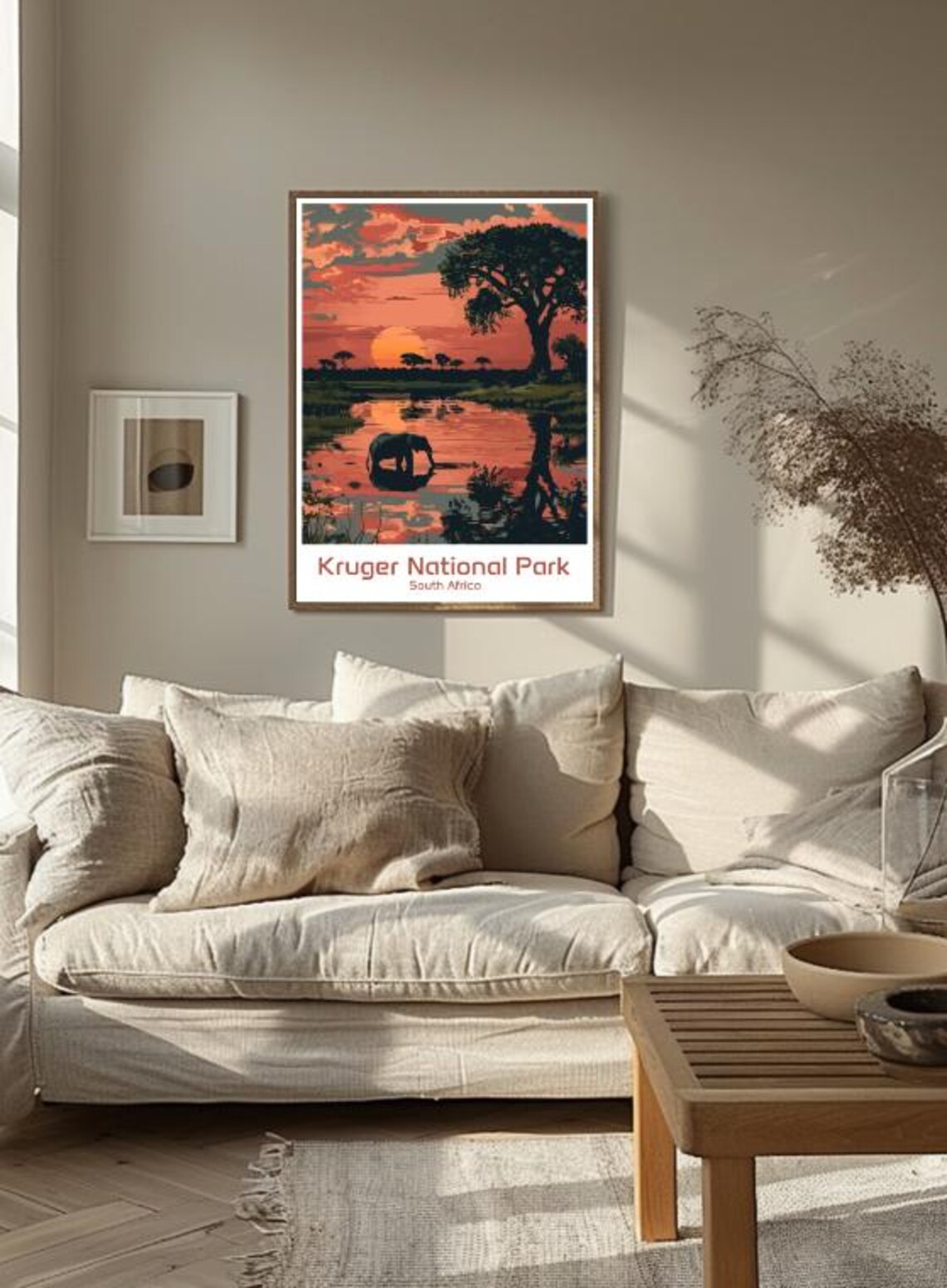 Kruger National Park South Africa Elephant Sunset Safari Travel Poster - Image 3