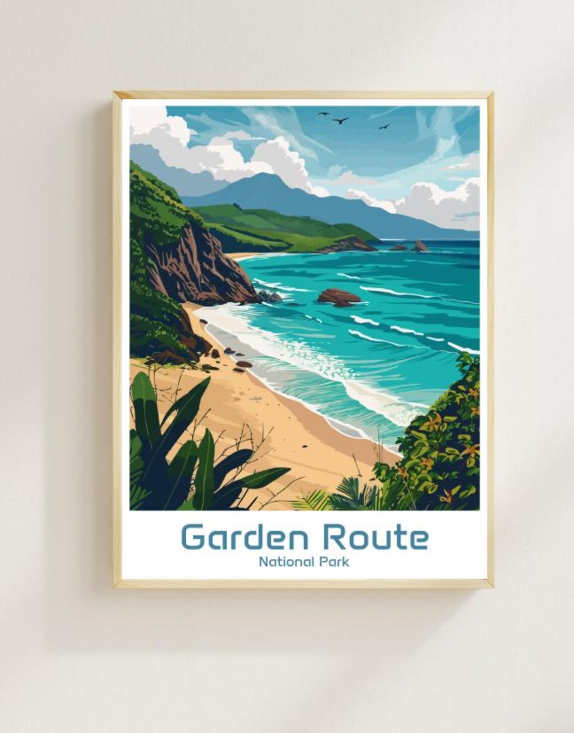 Garden Route National Park Coastal Cliffs Beach Travel Poster
