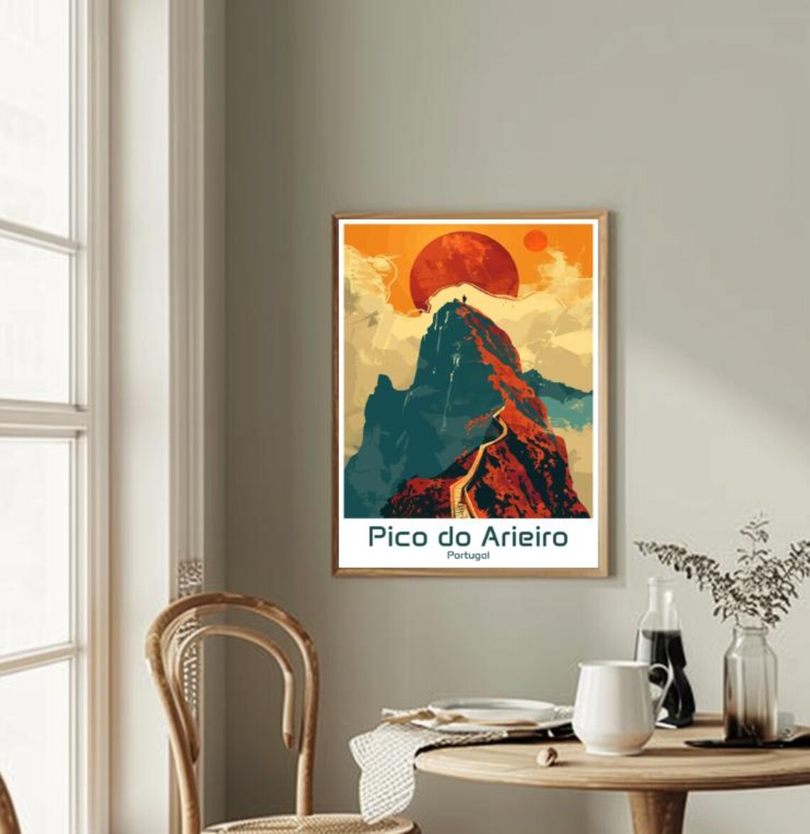 Pico do Arieiro Madeira Portugal Sunset Peak Hiker Travel Poster - Image 2