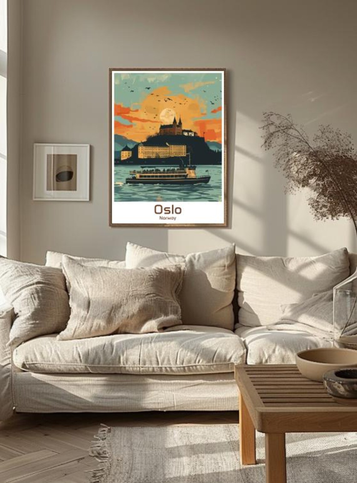 Oslo Norway Akershus Fortress Sunset Harbor Ferry Glow Poster - Image 3