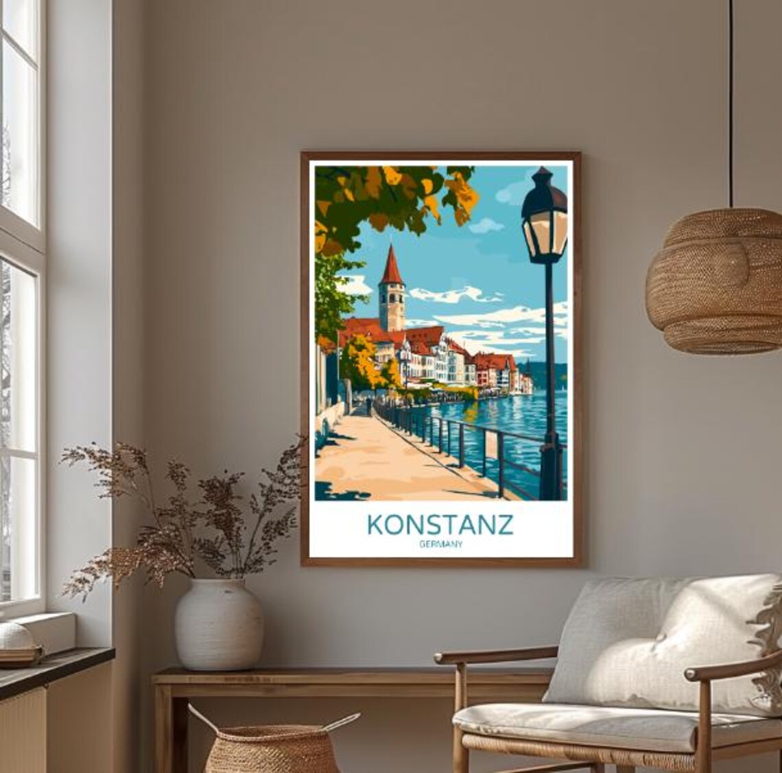 Konstanz Lake Constance Lakeside Promenade Autumn Afternoon Poster - Image 3