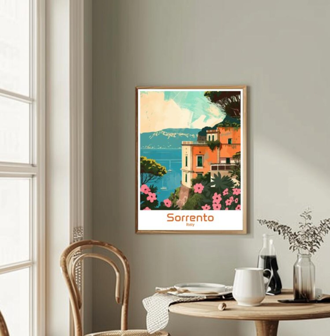 Sorrento Italy Amalfi Coast Cliffside Villa Retro Travel Poster - Image 2