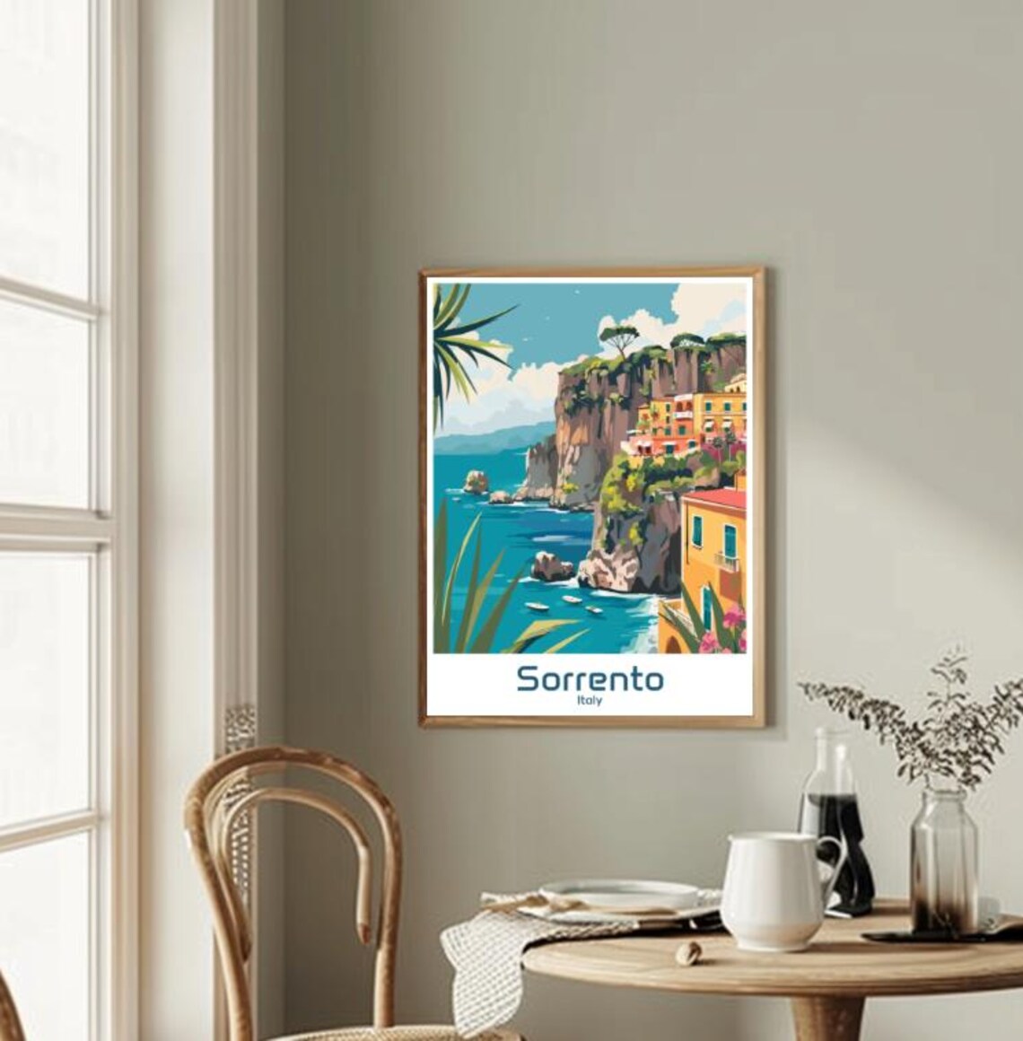 Sorrento Italy Amalfi Coast Cliffside Village Turquoise Sea Poster - Image 2