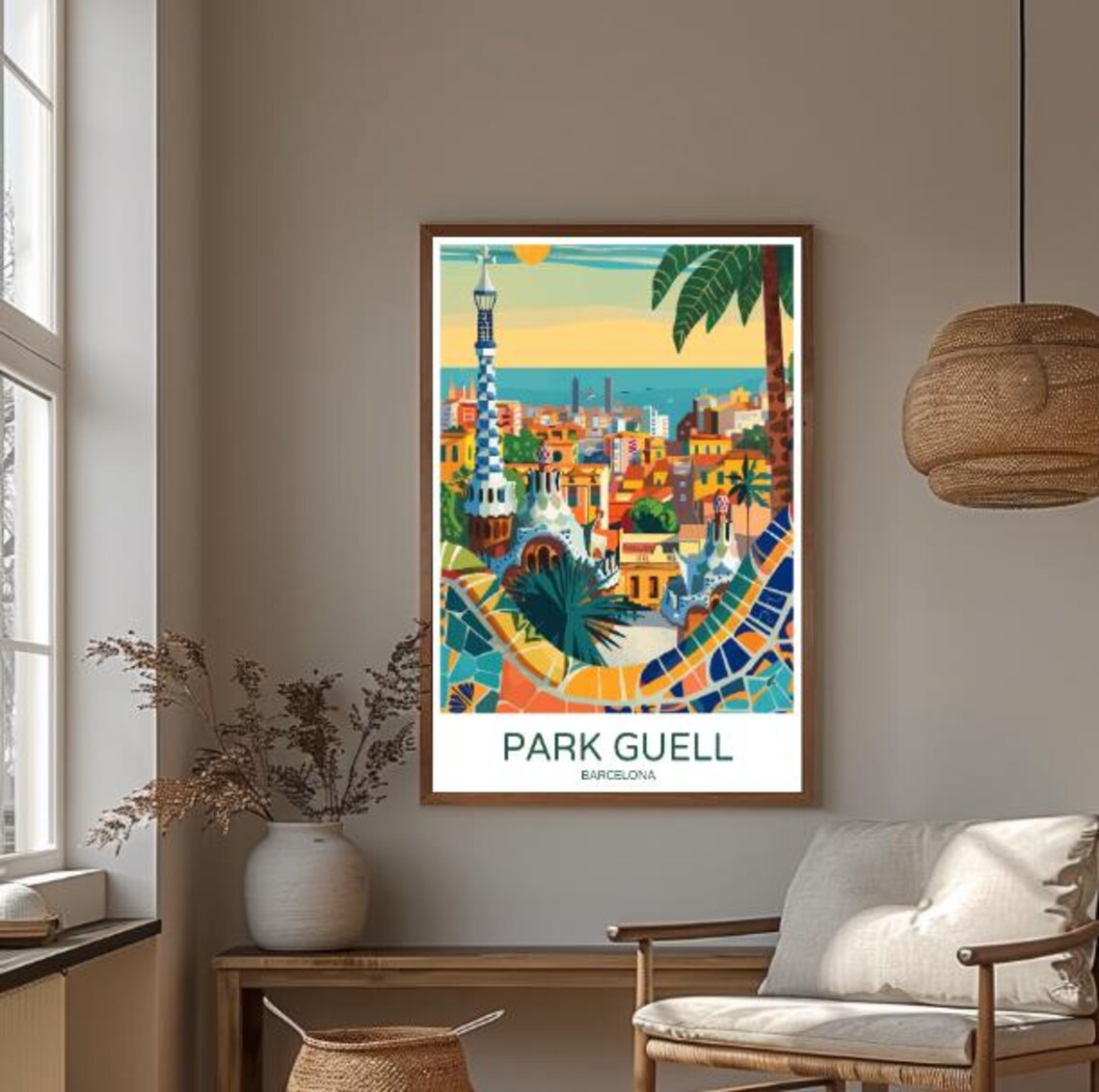 Park Guell Barcelona Gaudi Mosaic Terrace Above the Sea Poster - Image 3