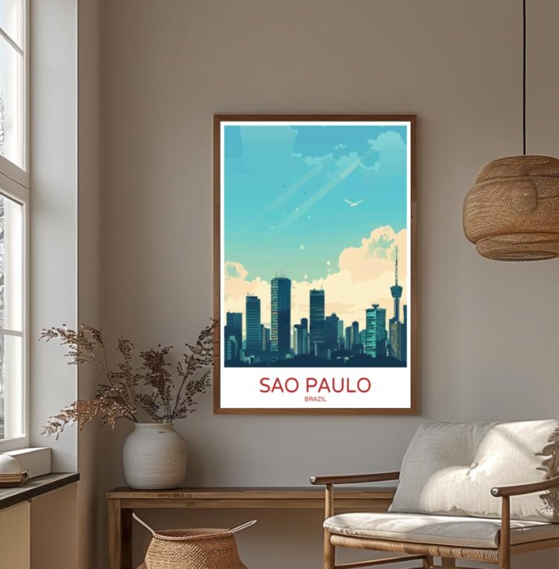 Sao Paulo Brazil Skyline Tower Minimalist Cityscape Travel Poster - Image 3