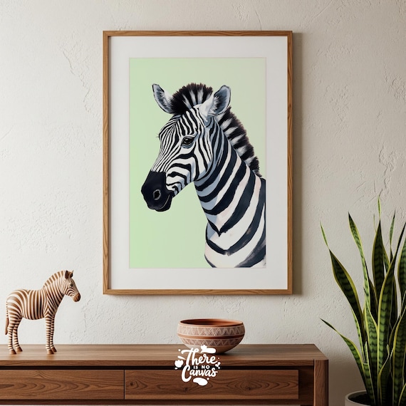 Mint Green Zebra Print Elegant Animal Wall Art