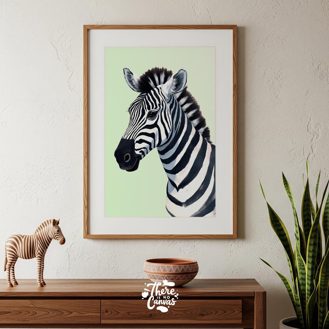 Mint Green Zebra Print Elegant Animal Wall Art