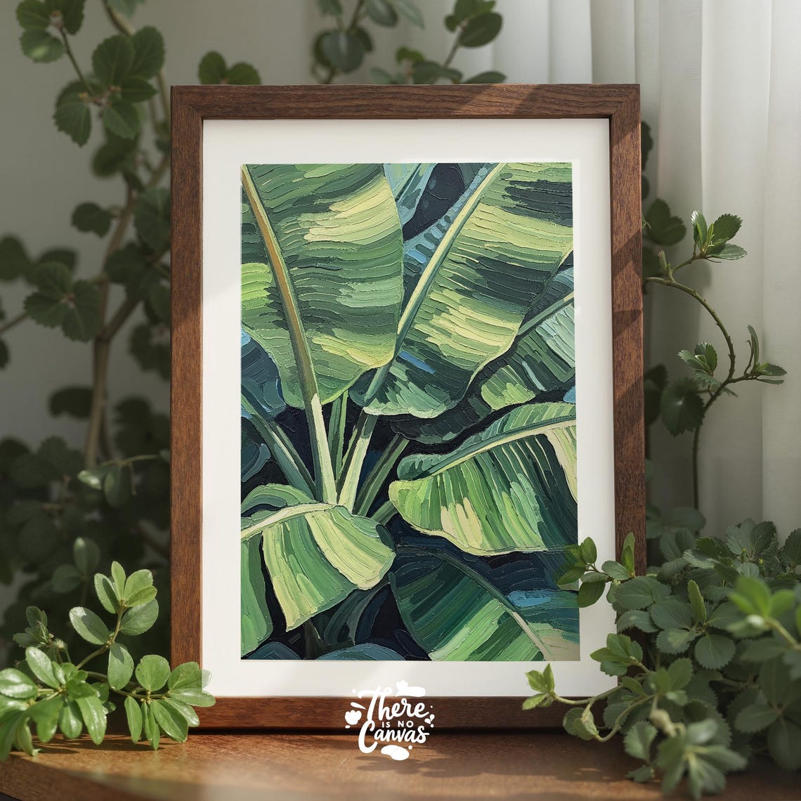 Banana Leaf Botanical Print Painterly Jungle Foliage Wall Art Multiple Sizes