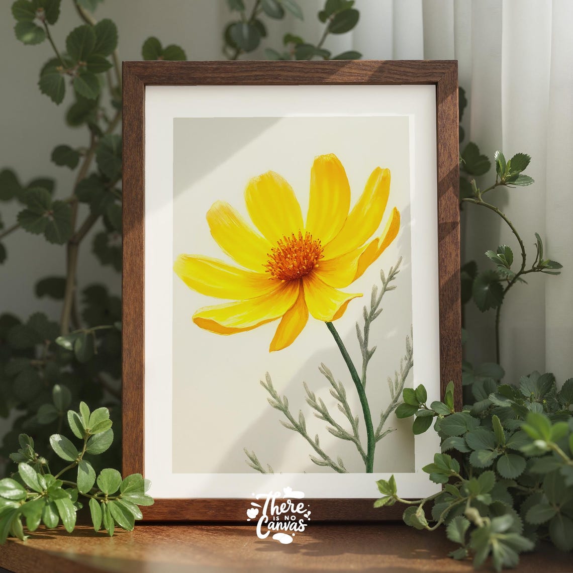 Golden Yellow Coreopsis Single Stem Botanical Flower Art Poster